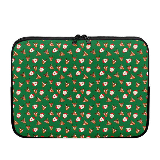 Santa Claus And Reindeer Emoji Print Laptop Sleeve
