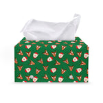 Santa Claus And Reindeer Emoji Print Leather Tissue Box Cover