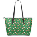 Santa Claus And Reindeer Emoji Print Leather Tote Bag With Zipper