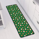 Santa Claus And Reindeer Emoji Print Long Kitchen Mat