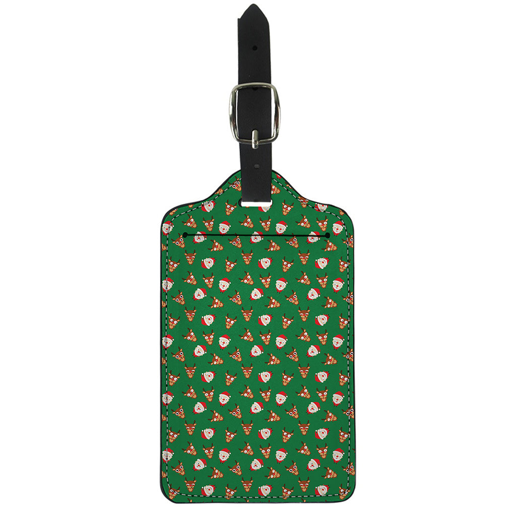 Santa Claus And Reindeer Emoji Print Luggage Tag