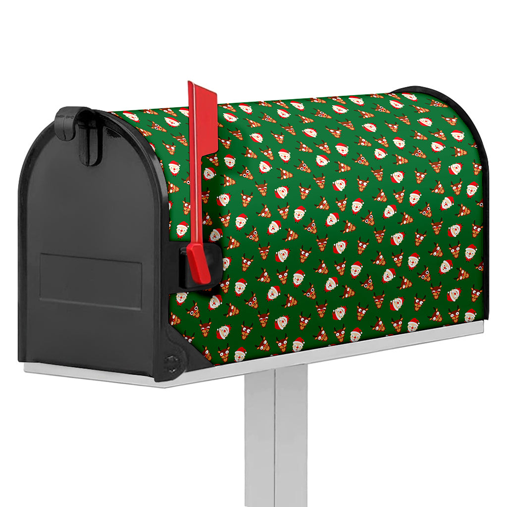 Santa Claus And Reindeer Emoji Print Mailbox Cover