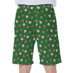 Santa Claus And Reindeer Emoji Print Men's Beach Shorts