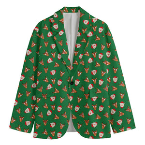 Santa Claus And Reindeer Emoji Print Men's Blazer