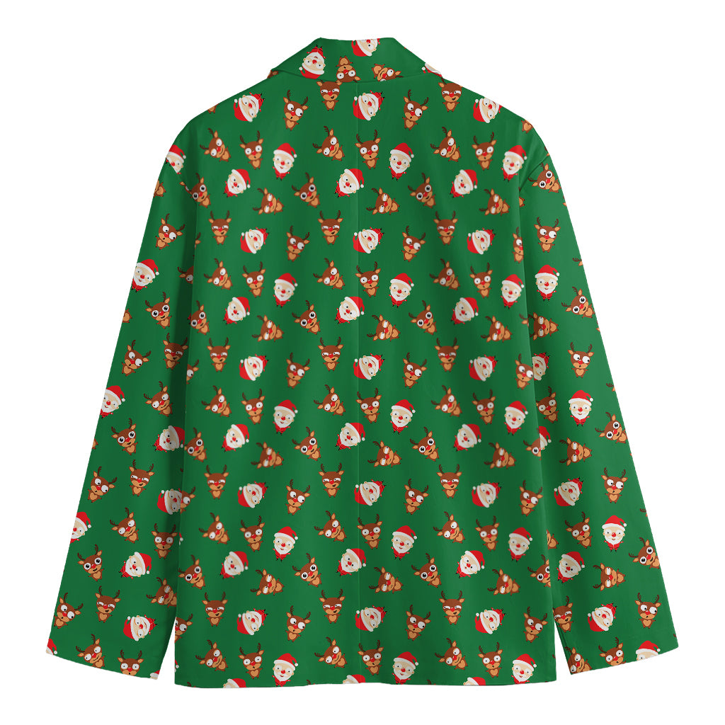 Santa Claus And Reindeer Emoji Print Men's Blazer