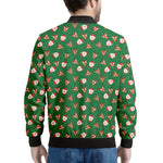 Santa Claus And Reindeer Emoji Print Men's Bomber Jacket