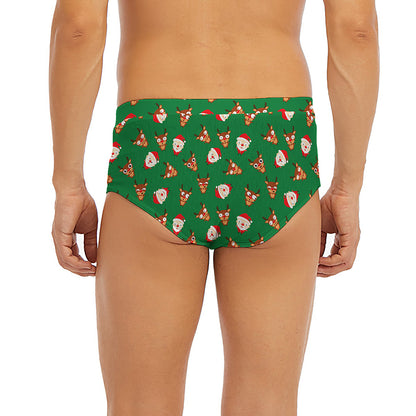 Santa Claus And Reindeer Emoji Print Men's Briefs