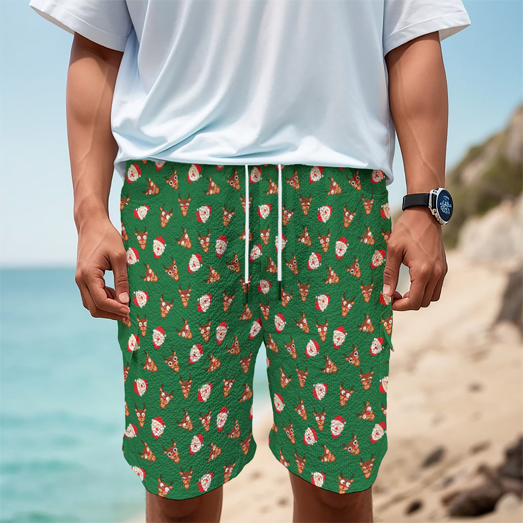 Santa Claus And Reindeer Emoji Print Men's Cargo Shorts