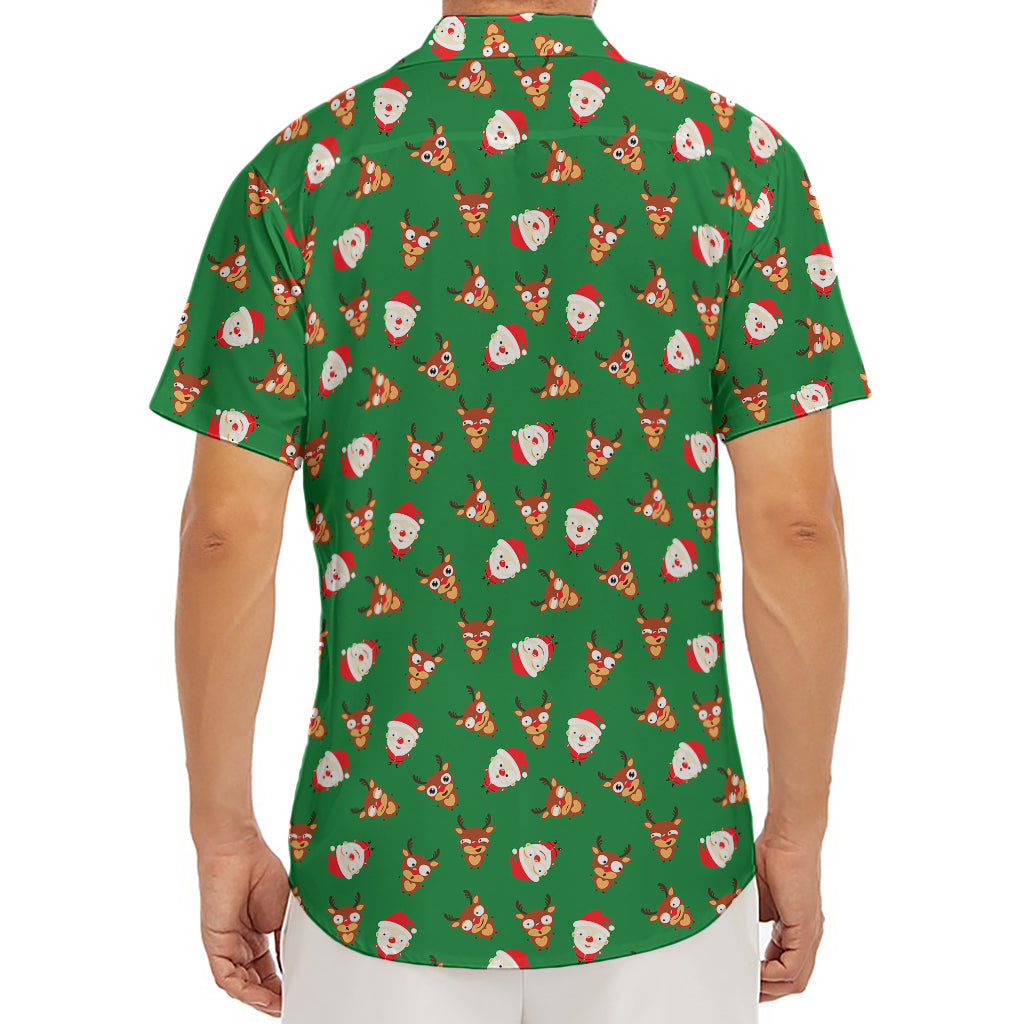 Santa Claus And Reindeer Emoji Print Men's Deep V-Neck Shirt