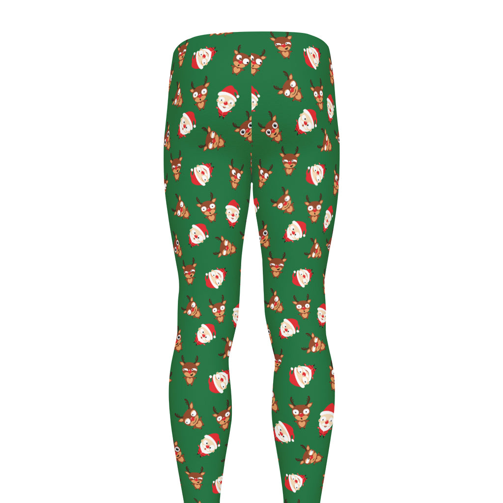 Santa Claus And Reindeer Emoji Print Men's leggings