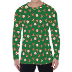 Santa Claus And Reindeer Emoji Print Men's Long Sleeve T-Shirt