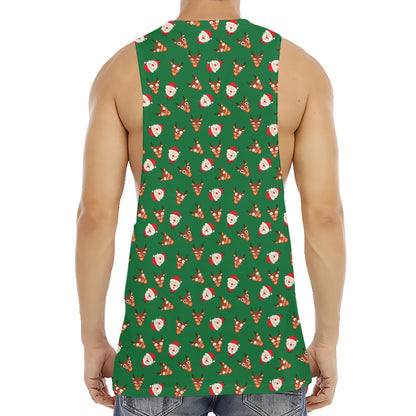 Santa Claus And Reindeer Emoji Print Men's Muscle Tank Top