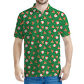 Santa Claus And Reindeer Emoji Print Men's Polo Shirt