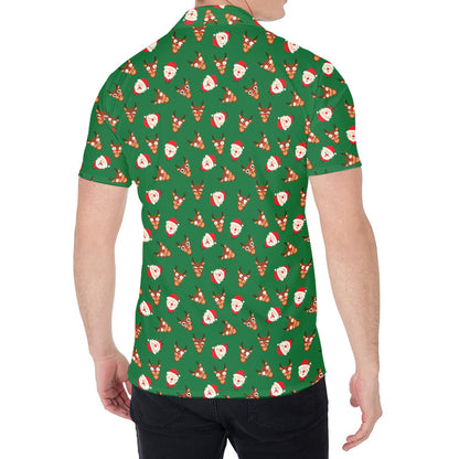 Santa Claus And Reindeer Emoji Print Men's Shirt