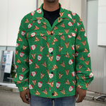 Santa Claus And Reindeer Emoji Print Men's Shirt Jacket