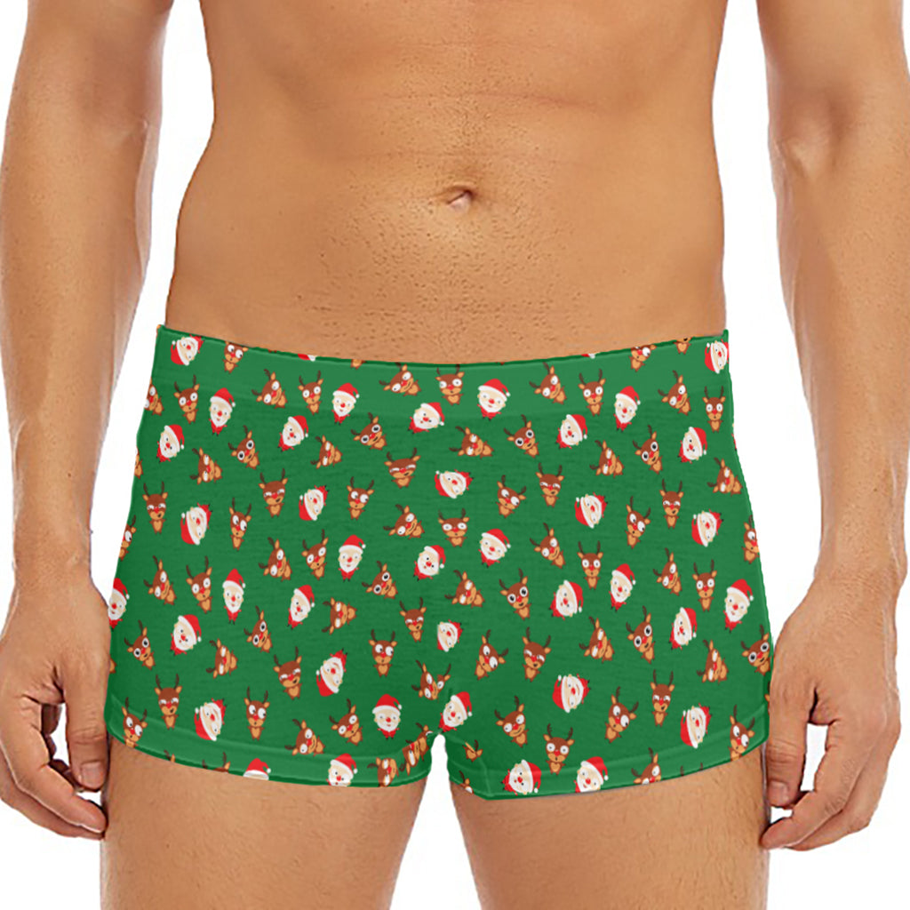Santa Claus And Reindeer Emoji Print Men's Short Boxer Briefs