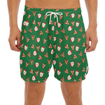 Santa Claus And Reindeer Emoji Print Men's Split Running Shorts