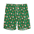 Santa Claus And Reindeer Emoji Print Men's Athletic Shorts