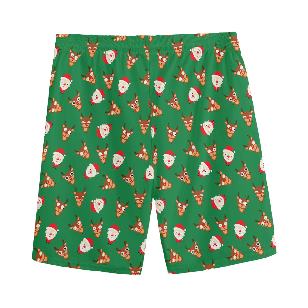 Santa Claus And Reindeer Emoji Print Men's Sports Shorts