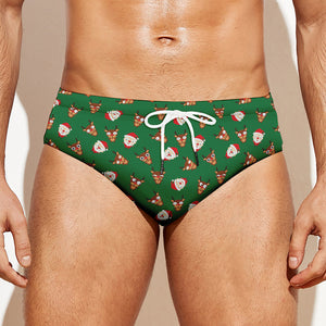 Santa Claus And Reindeer Emoji Print Men's Swim Briefs