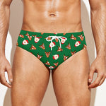 Santa Claus And Reindeer Emoji Print Men's Swim Briefs