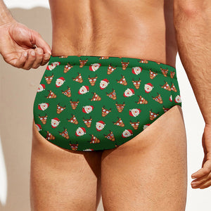 Santa Claus And Reindeer Emoji Print Men's Swim Briefs