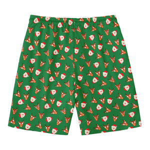 Santa Claus And Reindeer Emoji Print Men's Swim Trunks