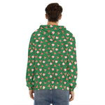 Santa Claus And Reindeer Emoji Print Men's Velvet Pullover Hoodie