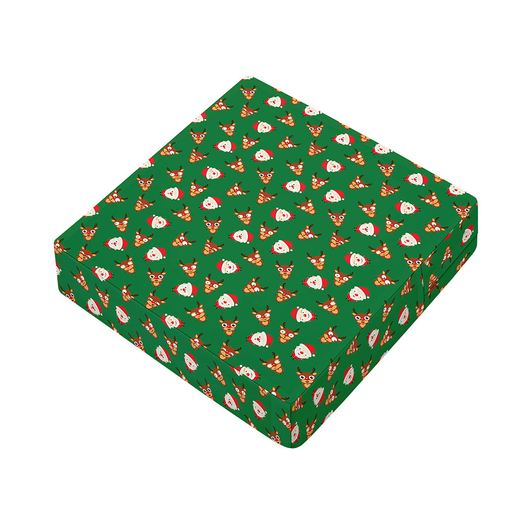 Santa Claus And Reindeer Emoji Print Outdoor Seat Cushion Cover