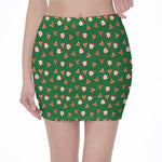Santa Claus And Reindeer Emoji Print Pencil Mini Skirt