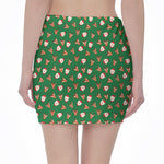 Santa Claus And Reindeer Emoji Print Pencil Mini Skirt