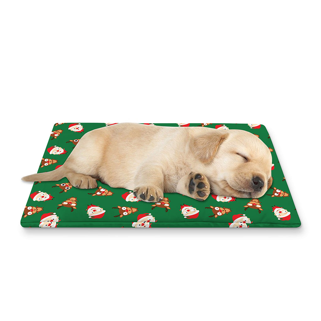 Santa Claus And Reindeer Emoji Print Pet Cooling Mat Cover