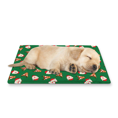 Santa Claus And Reindeer Emoji Print Pet Cooling Mat Cover