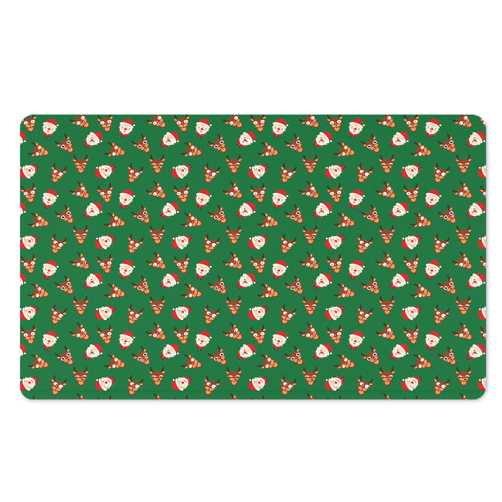 Santa Claus And Reindeer Emoji Print Polyester Doormat