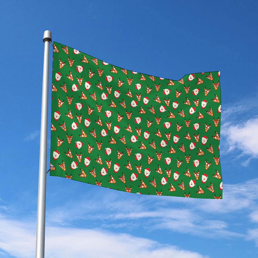 Santa Claus And Reindeer Emoji Print Polyester Flag
