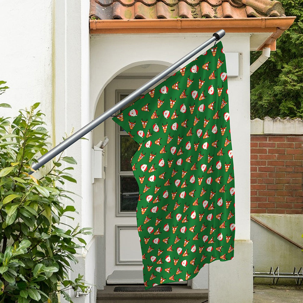 Santa Claus And Reindeer Emoji Print Polyester Flag