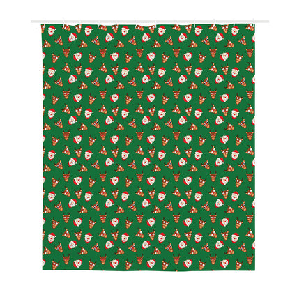 Santa Claus And Reindeer Emoji Print Polyester Shower Curtain