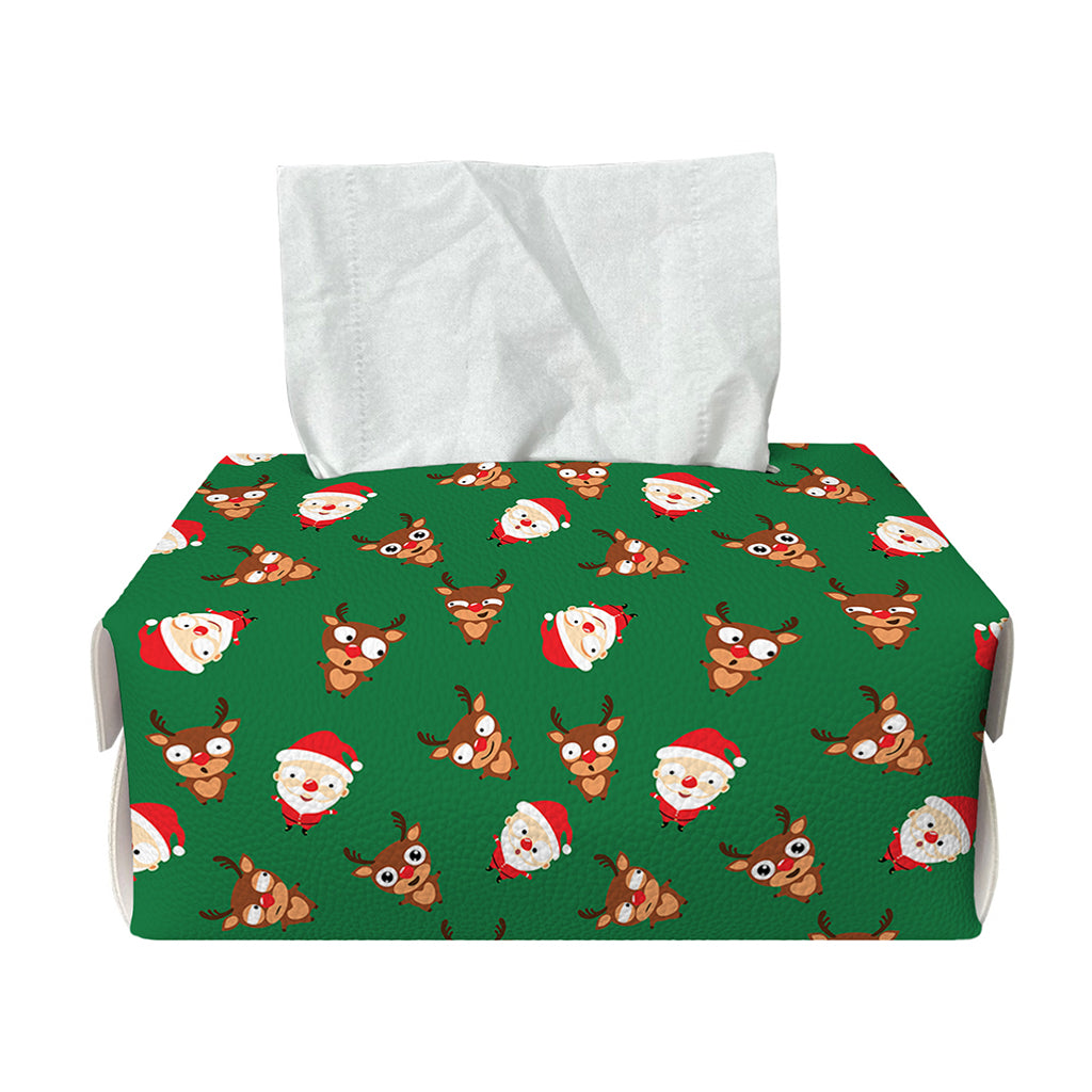 Santa Claus And Reindeer Emoji Print Rectangle Tissue Box Cover