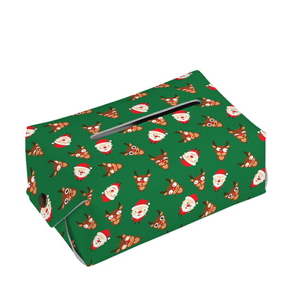 Santa Claus And Reindeer Emoji Print Rectangle Tissue Box Cover