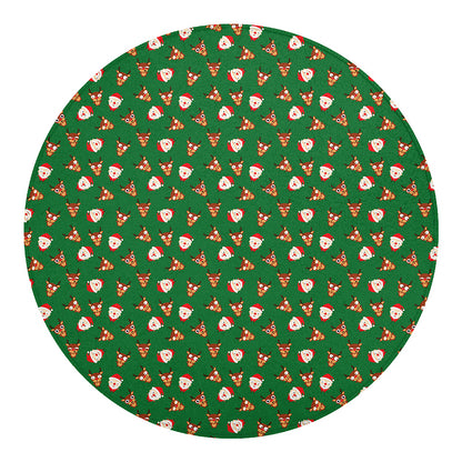 Santa Claus And Reindeer Emoji Print Round Blanket