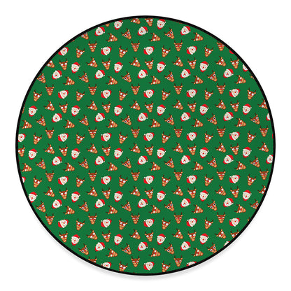 Santa Claus And Reindeer Emoji Print Round Floor Mat