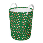 Santa Claus And Reindeer Emoji Print Round Laundry Basket
