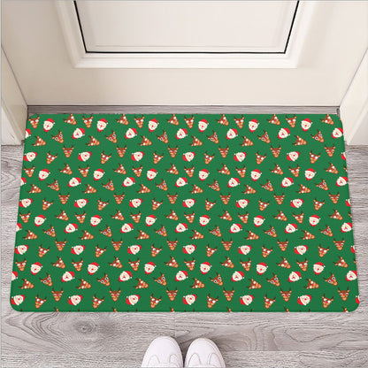 Santa Claus And Reindeer Emoji Print Rubber Doormat