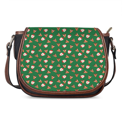 Santa Claus And Reindeer Emoji Print Saddle Bag