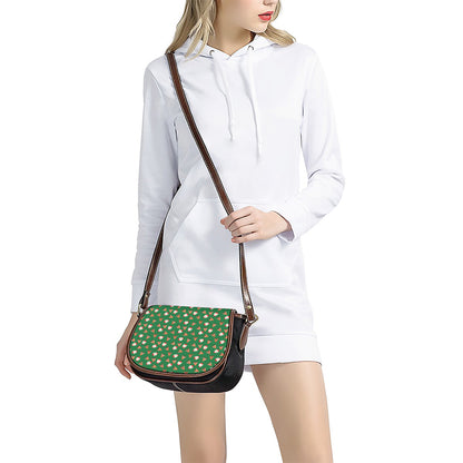 Santa Claus And Reindeer Emoji Print Saddle Bag