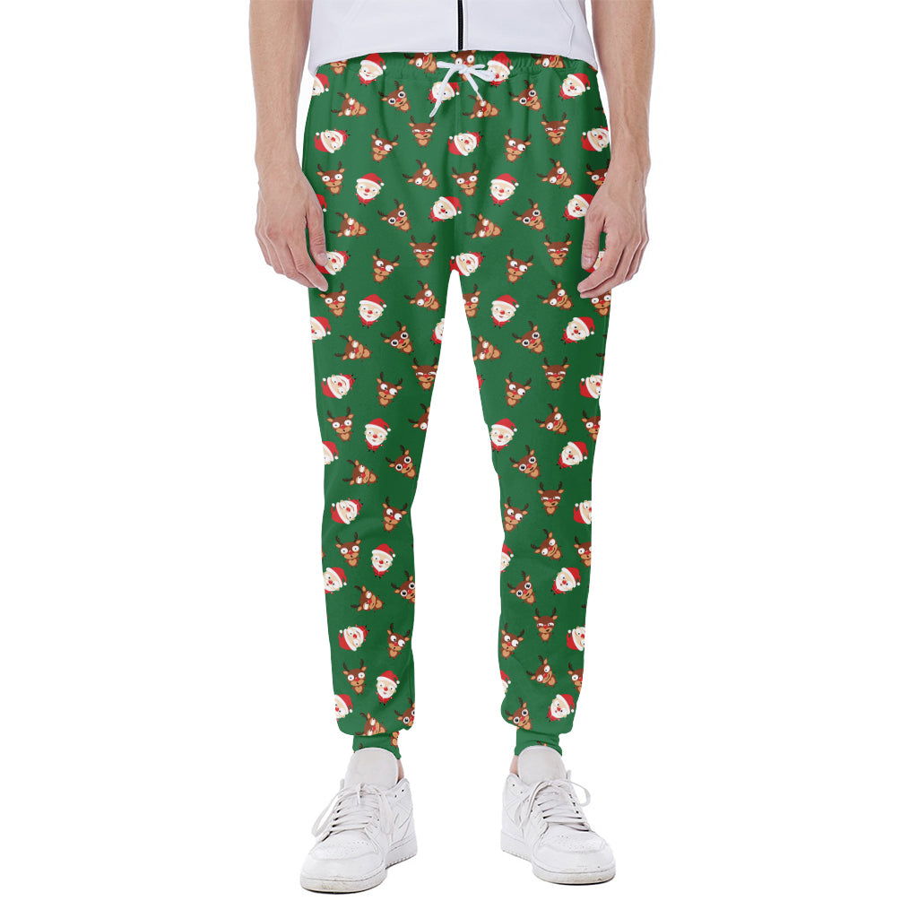Santa Claus And Reindeer Emoji Print Scuba Joggers