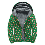 Santa Claus And Reindeer Emoji Print Sherpa Lined Zip Up Hoodie