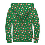 Santa Claus And Reindeer Emoji Print Sherpa Lined Zip Up Hoodie