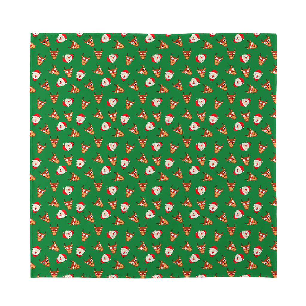 Santa Claus And Reindeer Emoji Print Silk Bandana
