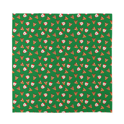 Santa Claus And Reindeer Emoji Print Silk Bandana
